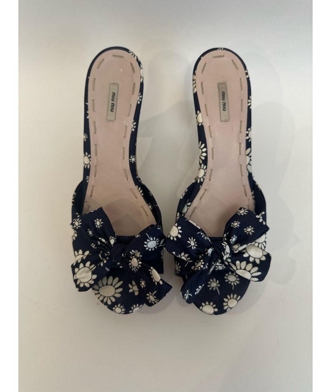 MIU MIU Синие текстильные мюли, фото 3