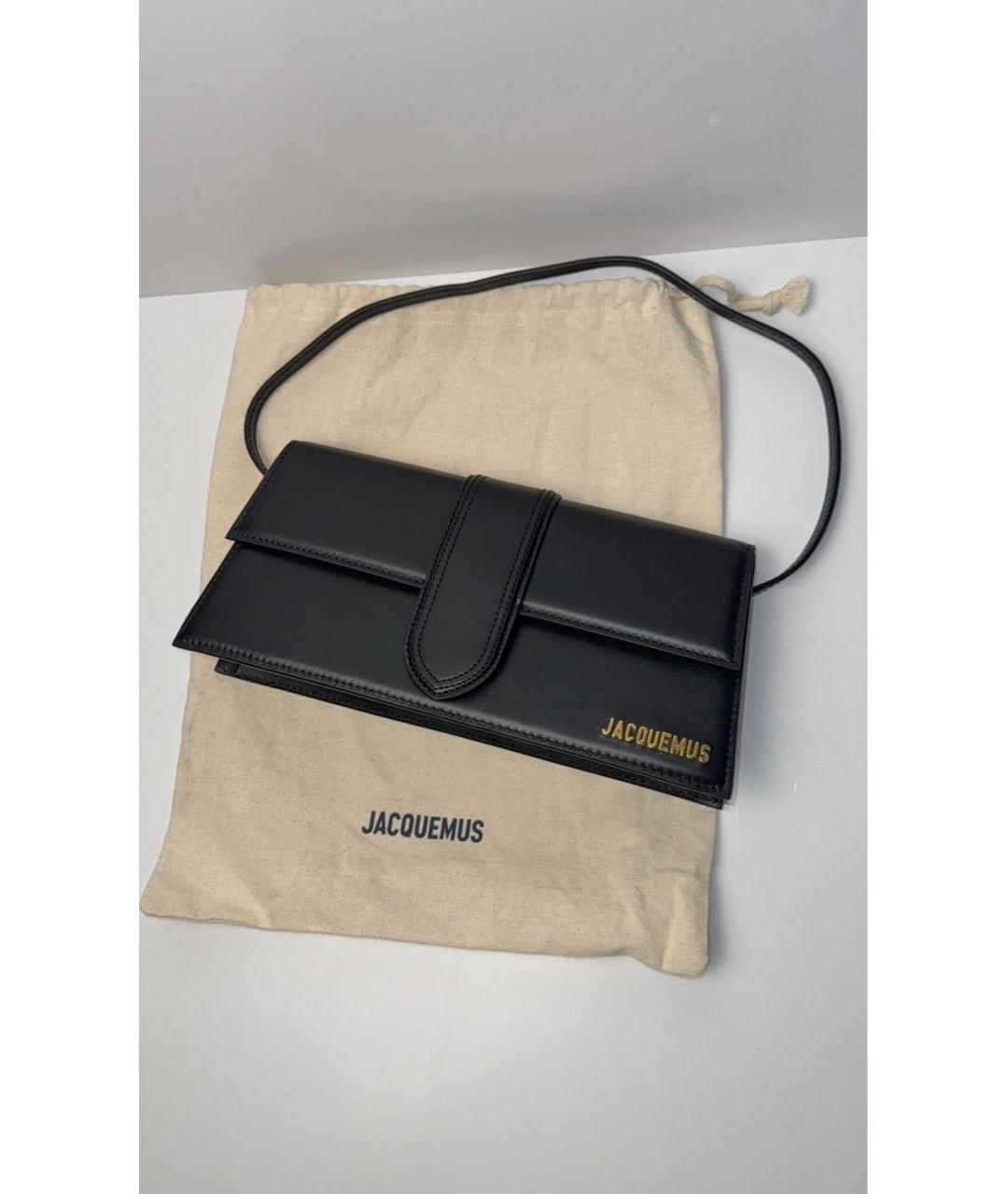 JACQUEMUS Черная кожаная сумка с короткими ручками, фото 4