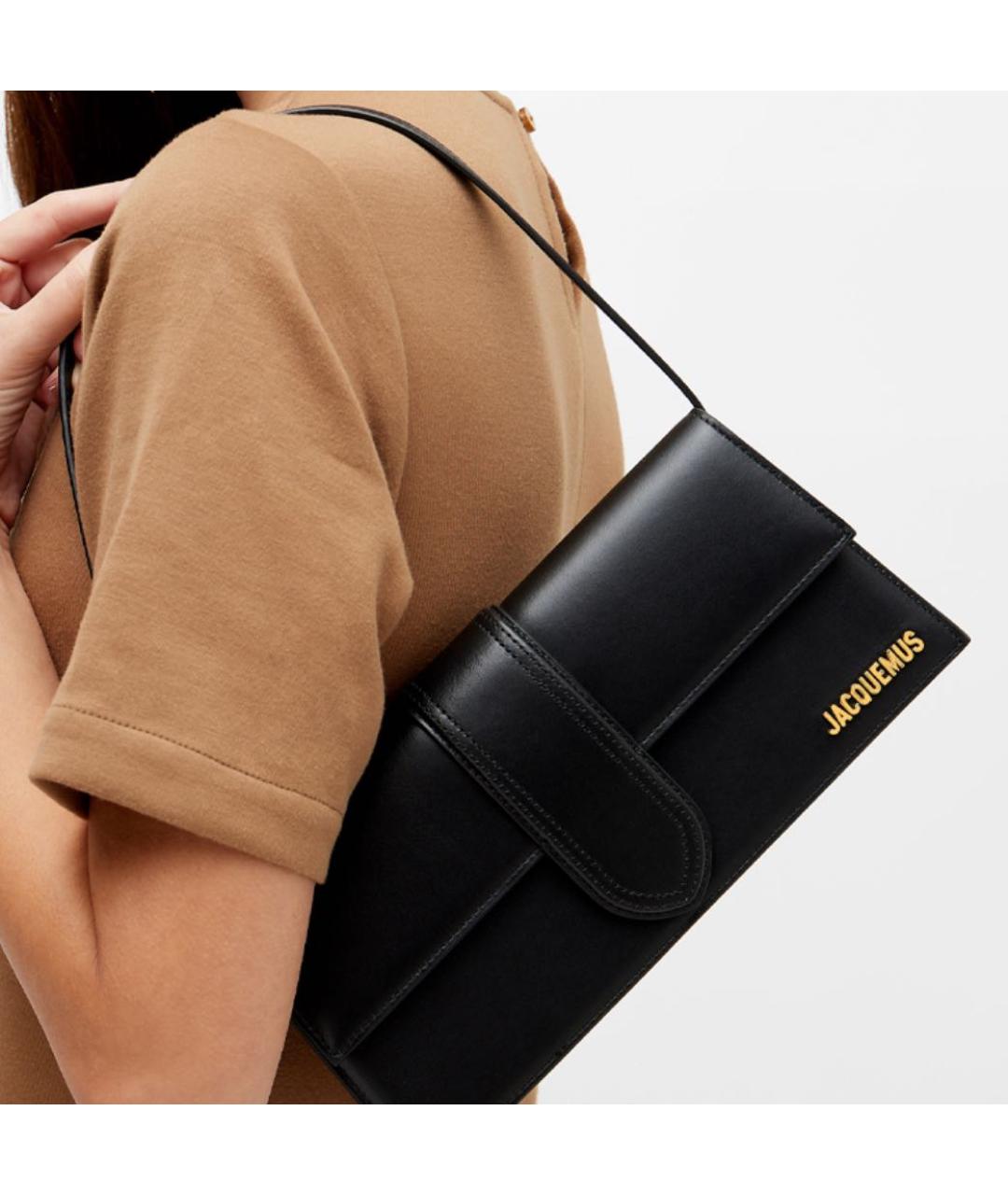 JACQUEMUS Черная кожаная сумка с короткими ручками, фото 7