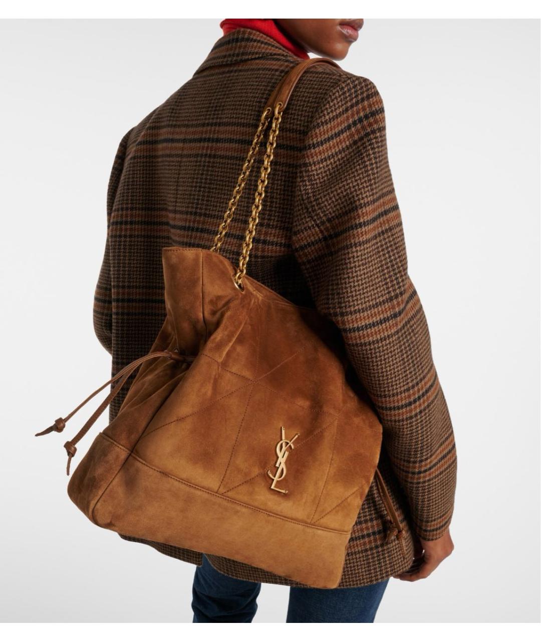 SAINT LAURENT Коричневая замшевая сумка через плечо, фото 7