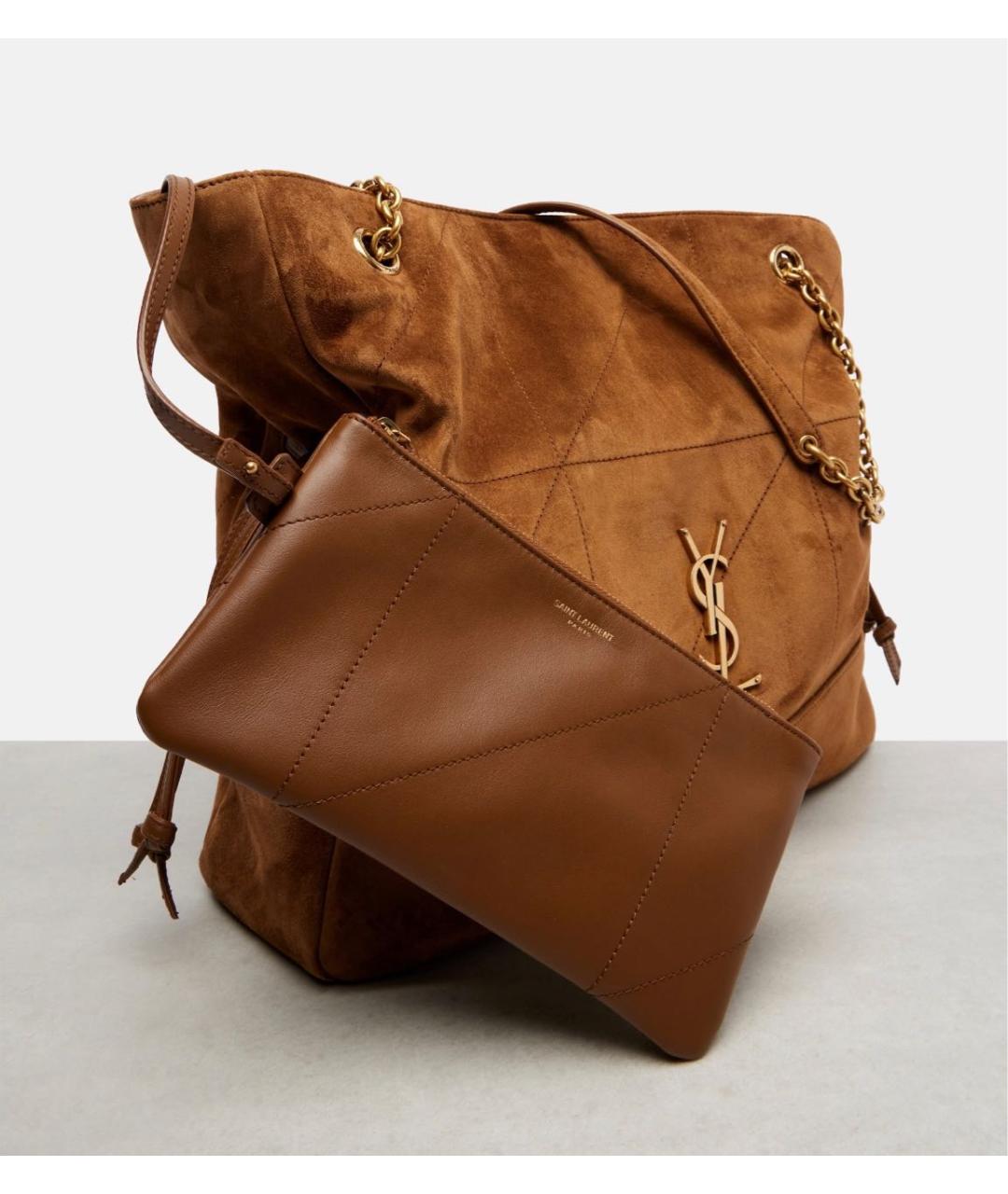 SAINT LAURENT Коричневая замшевая сумка через плечо, фото 2