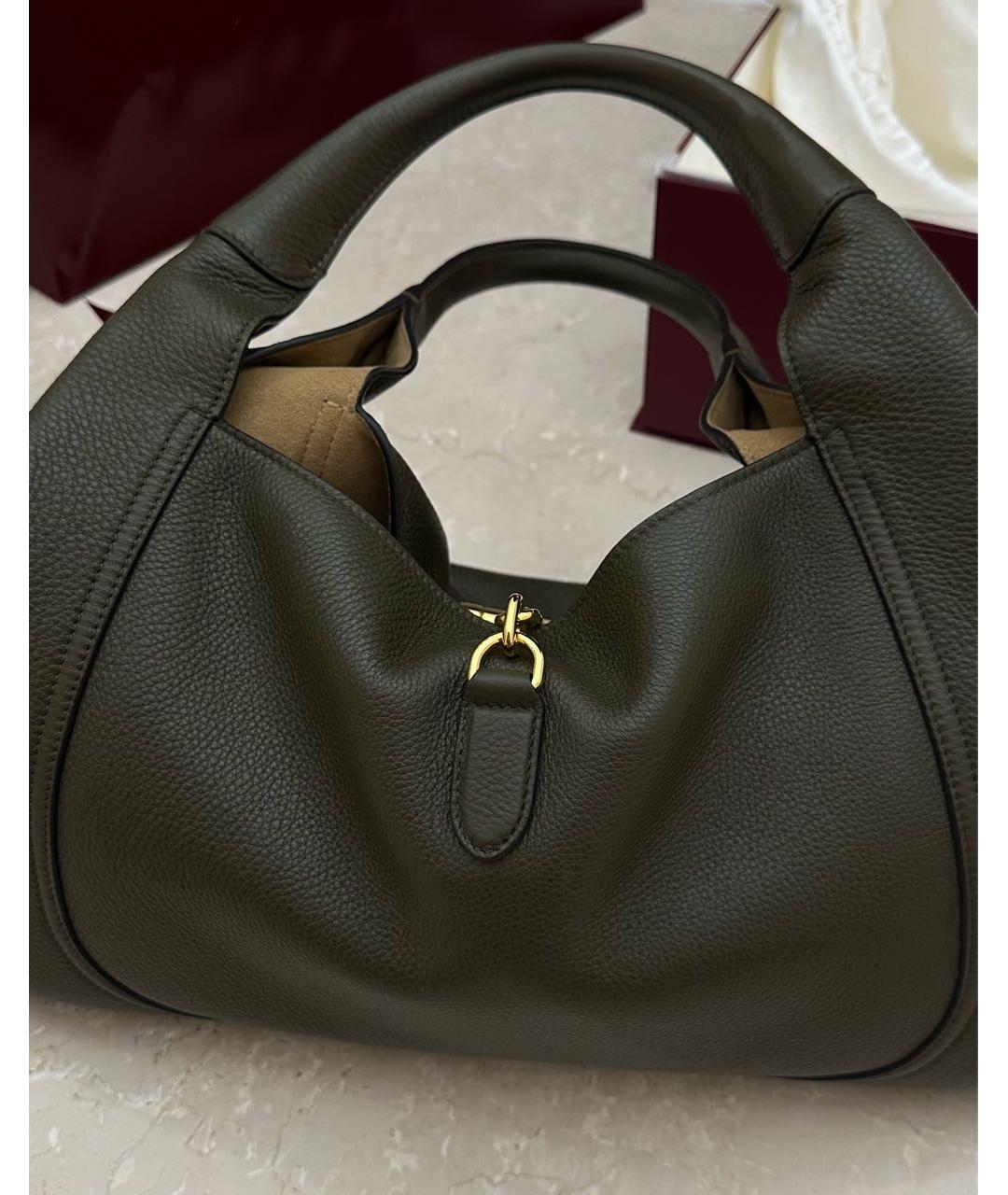 GUCCI Зеленая кожаная сумка тоут, фото 6