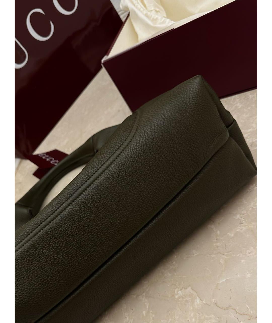 GUCCI Зеленая кожаная сумка тоут, фото 5