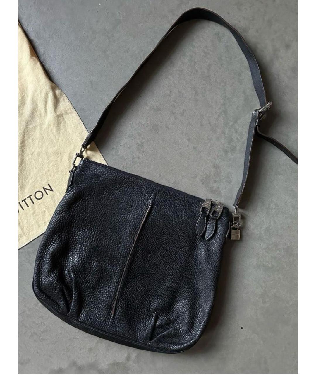 LOUIS VUITTON Черная кожаная сумка через плечо, фото 2