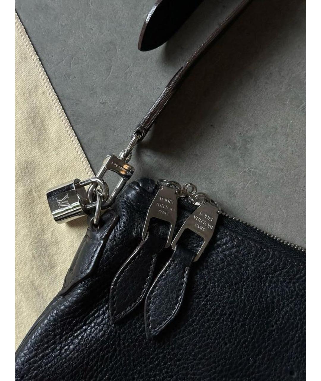 LOUIS VUITTON Черная кожаная сумка через плечо, фото 3