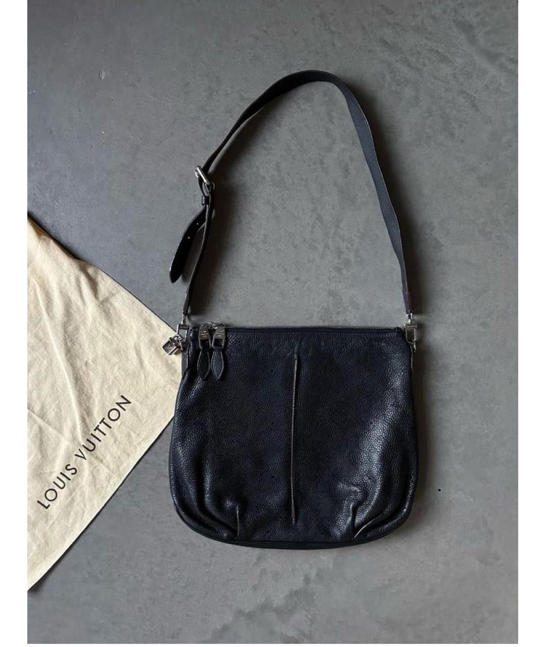 LOUIS VUITTON Черная кожаная сумка через плечо, фото 4