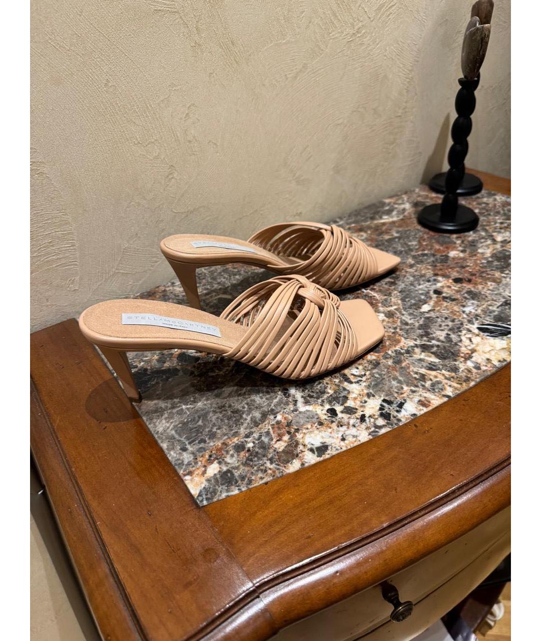 STELLA MCCARTNEY Бежевые кожаные мюли, фото 2