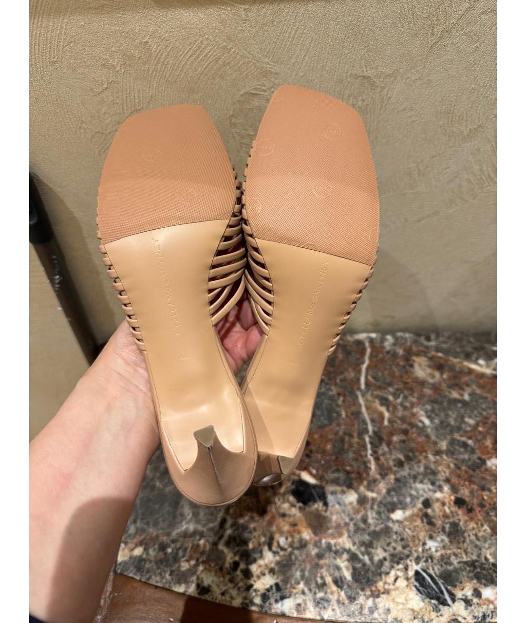 STELLA MCCARTNEY Бежевые кожаные мюли, фото 4