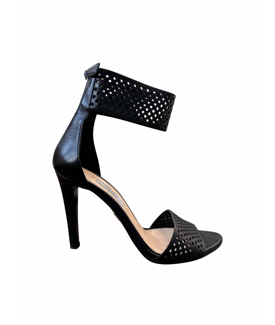 PRADA Черные кожаные босоножки, фото 1