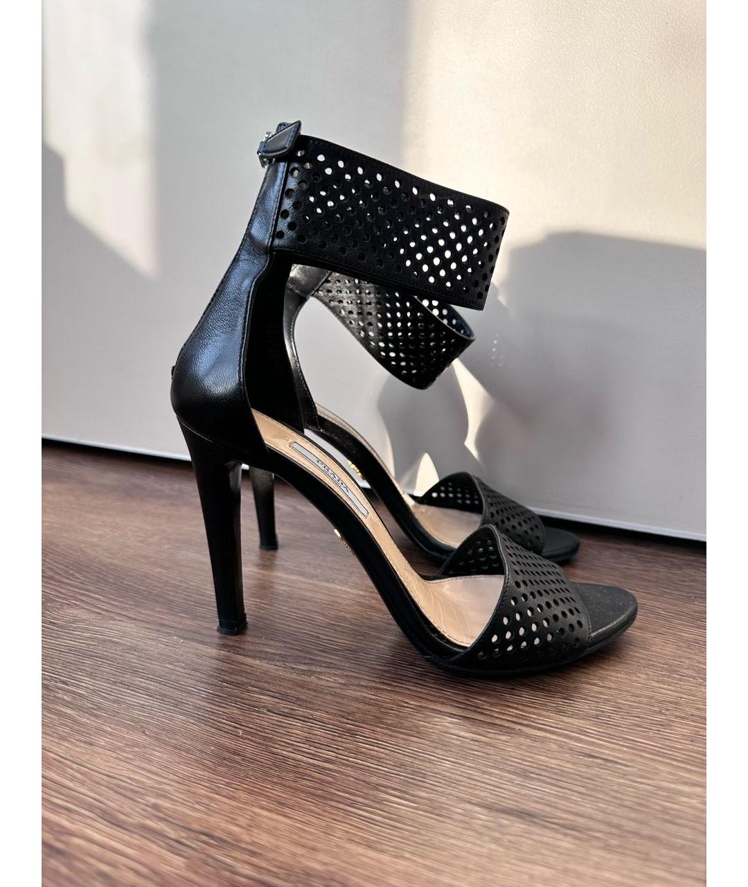 PRADA Черные кожаные босоножки, фото 3