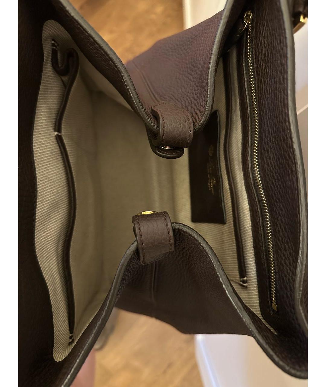 LORO PIANA Коричневая кожаная сумка тоут, фото 4