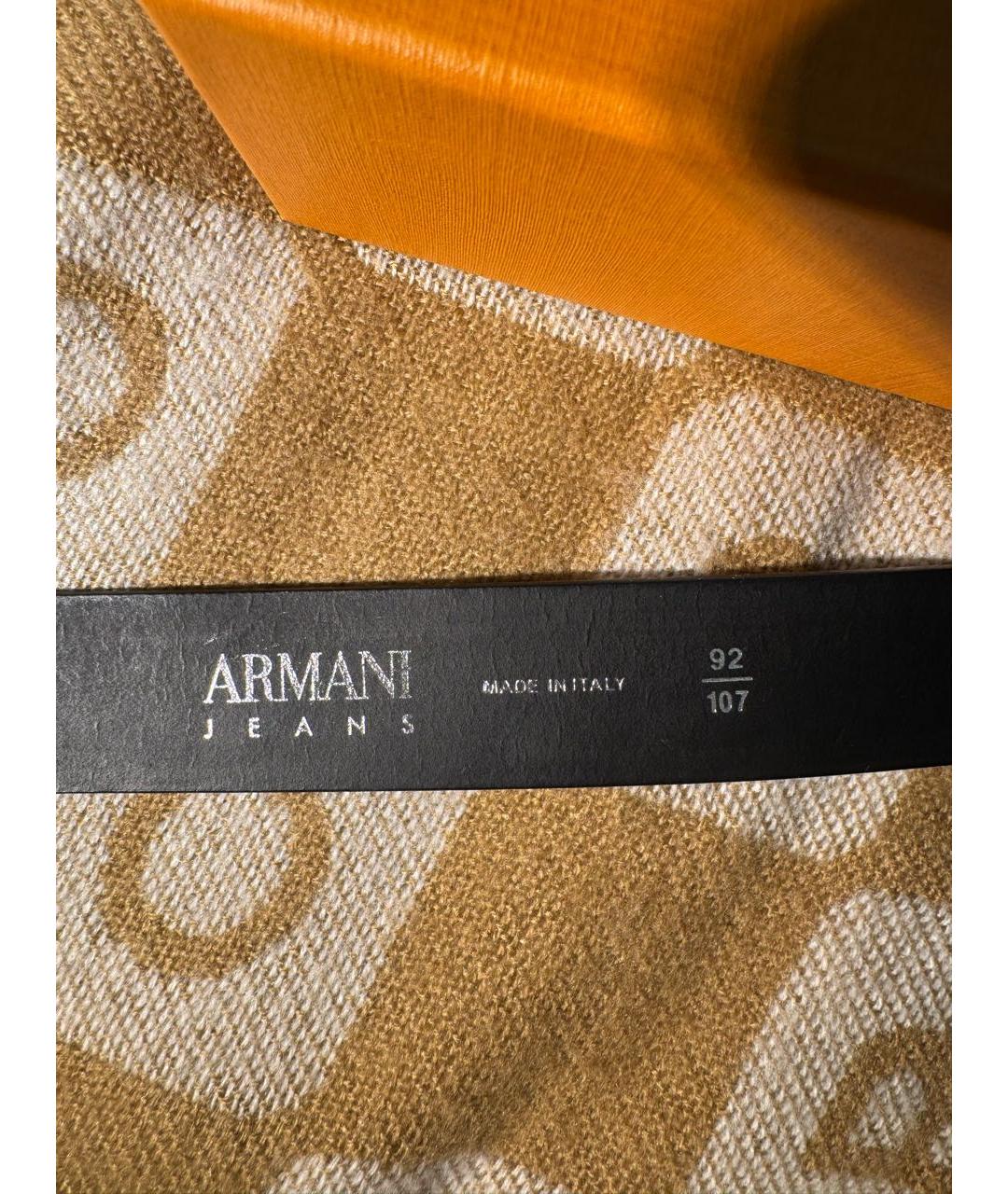 ARMANI JEANS Черный кожаный ремень, фото 3