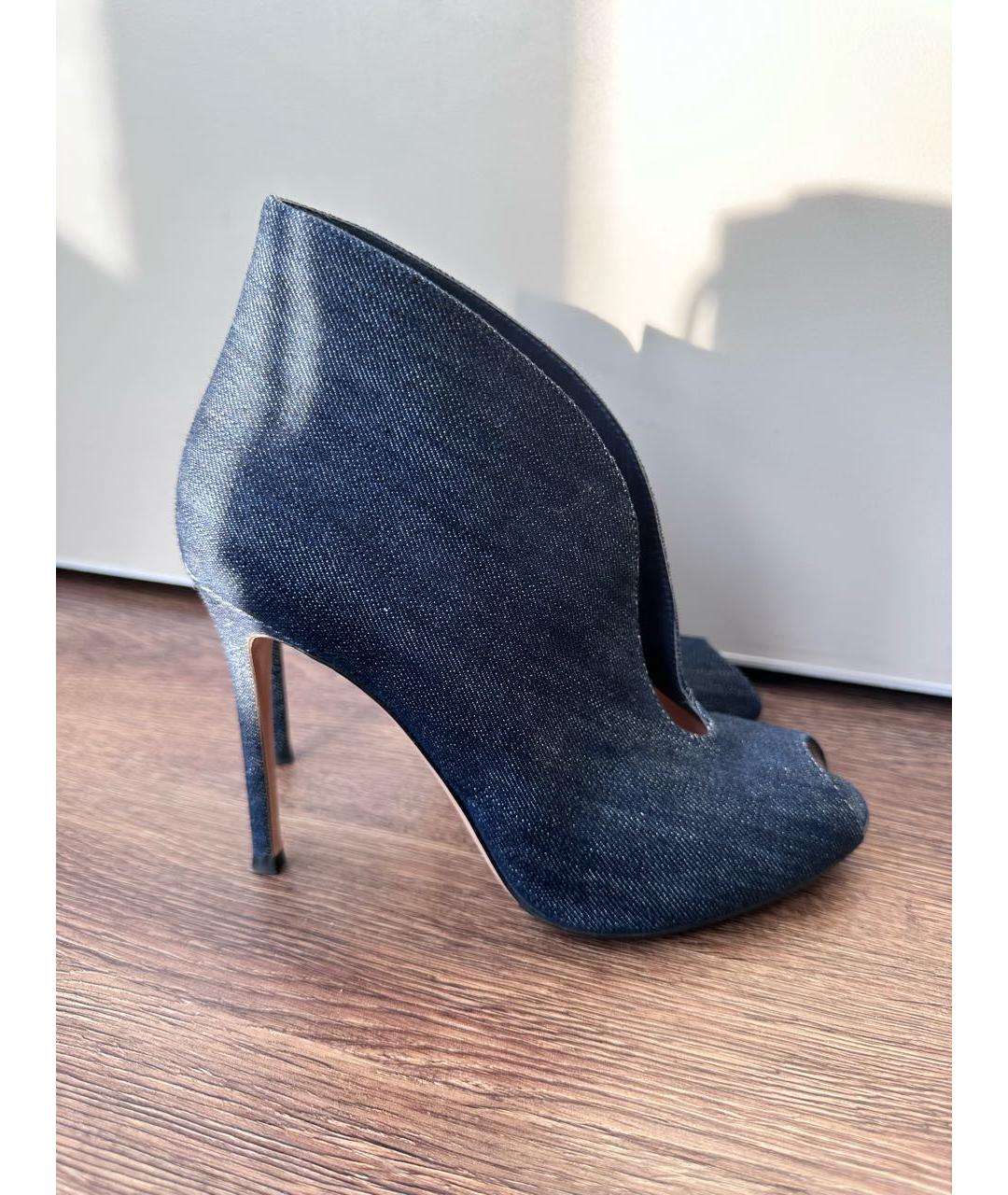 GIANVITO ROSSI Темно-синие текстильные ботильоны, фото 3