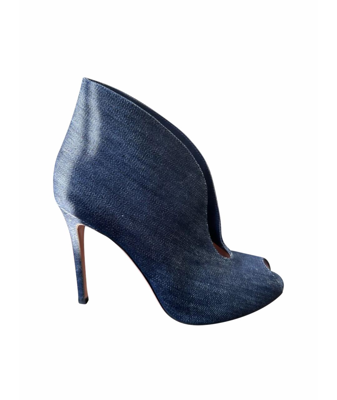 GIANVITO ROSSI Темно-синие текстильные ботильоны, фото 1
