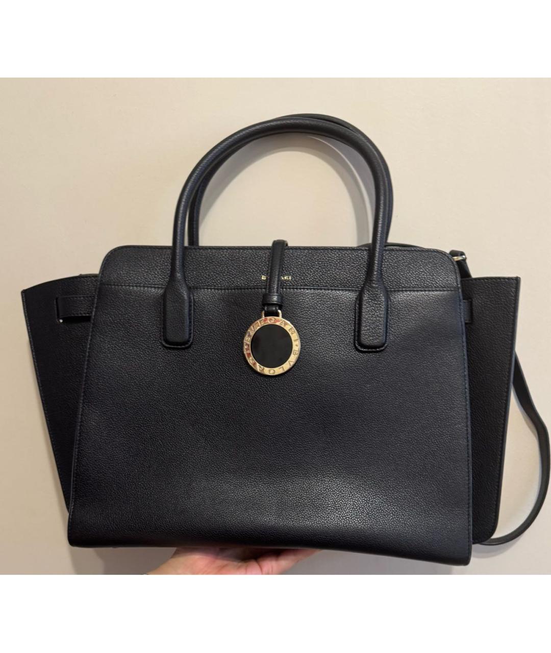 BVLGARI Черная кожаная сумка тоут, фото 9