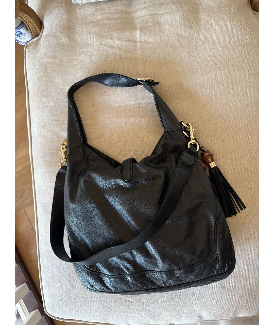 GUCCI Черная кожаная сумка тоут, фото 2