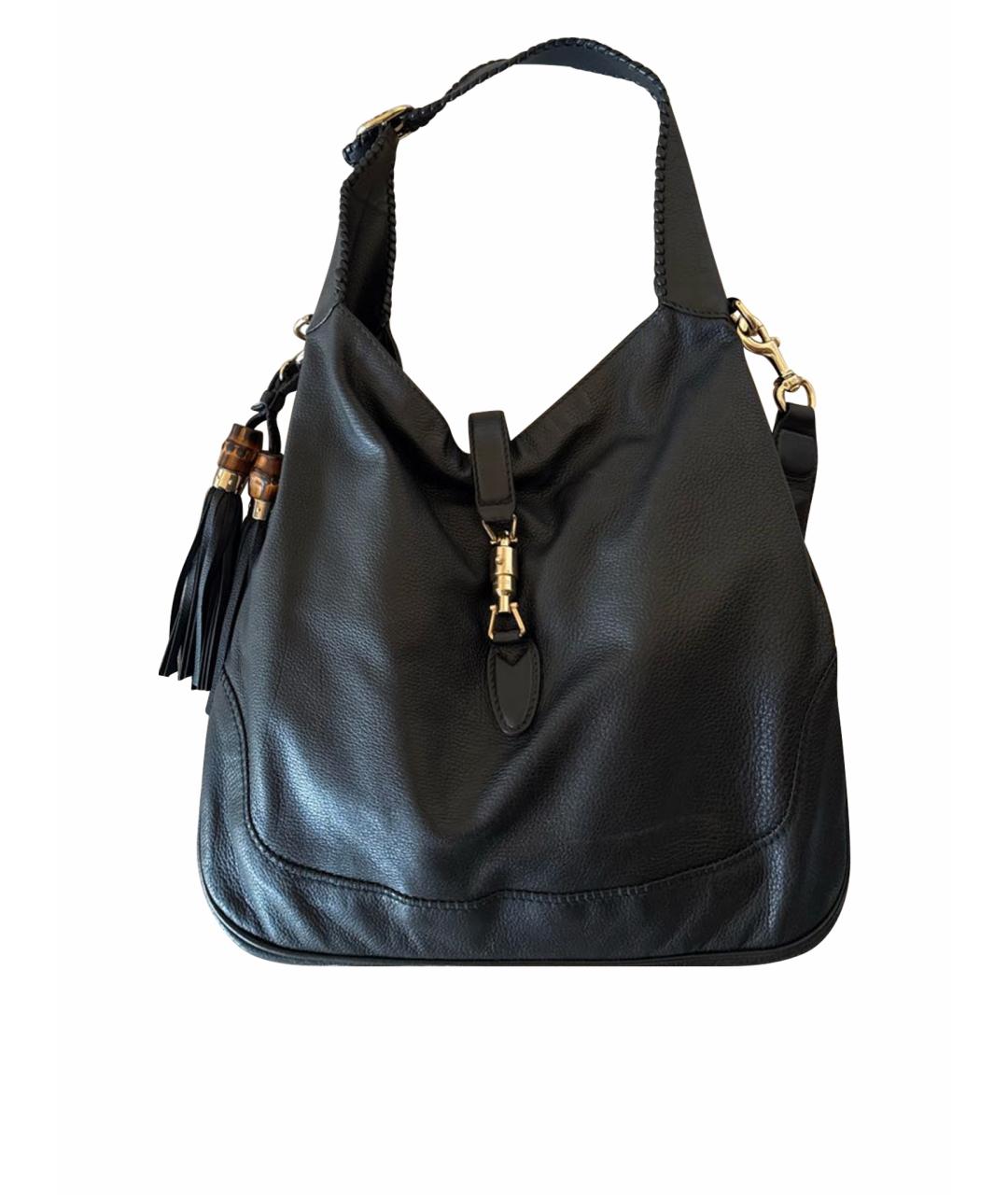 GUCCI Черная кожаная сумка тоут, фото 1