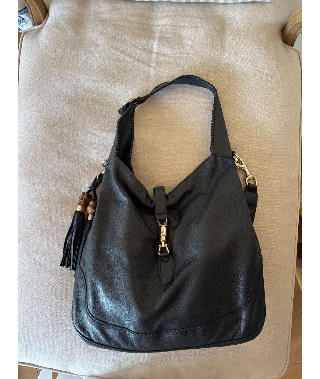 GUCCI Черная кожаная сумка тоут, фото 4