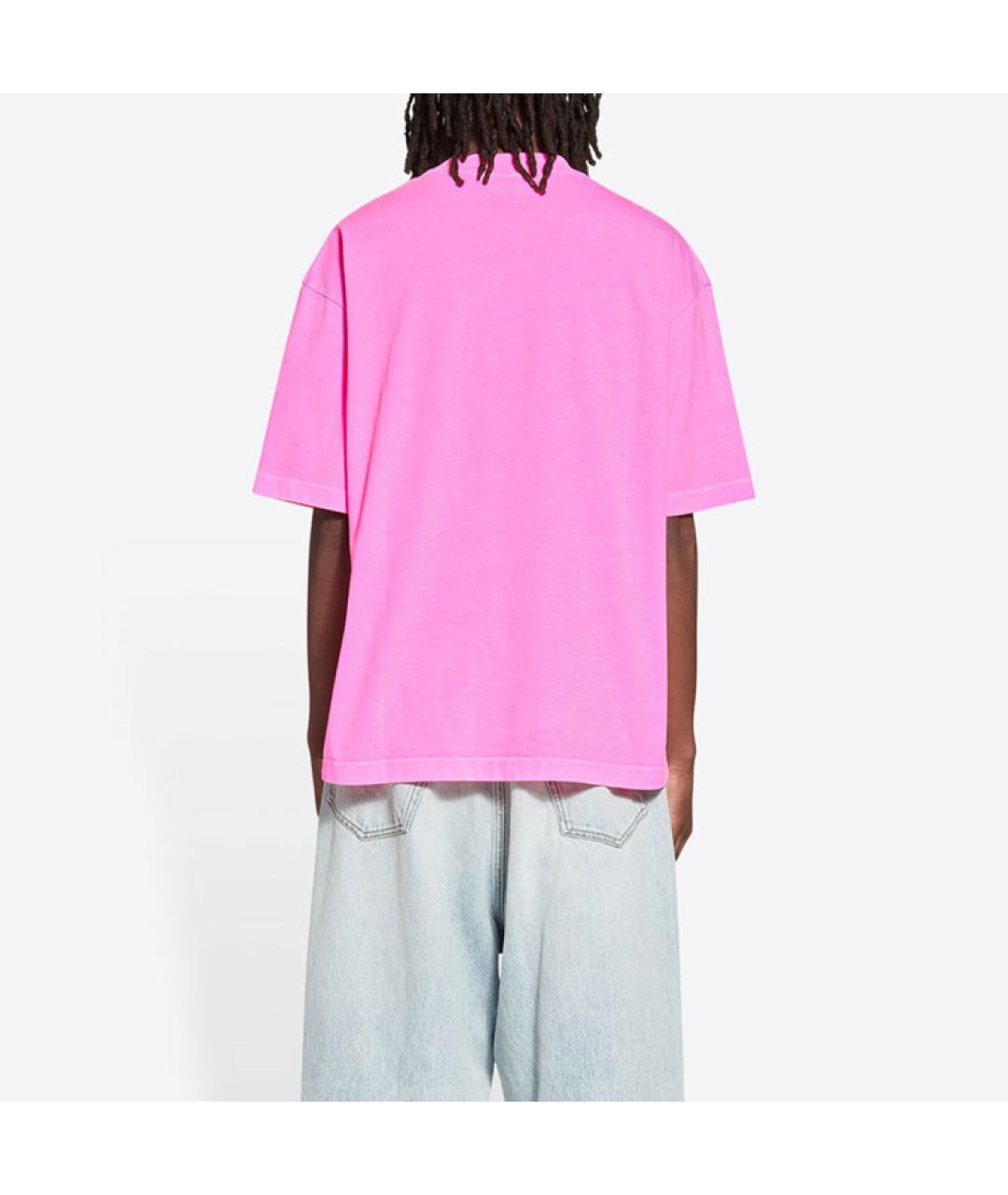 BALENCIAGA Розовая хлопковая футболка, фото 5
