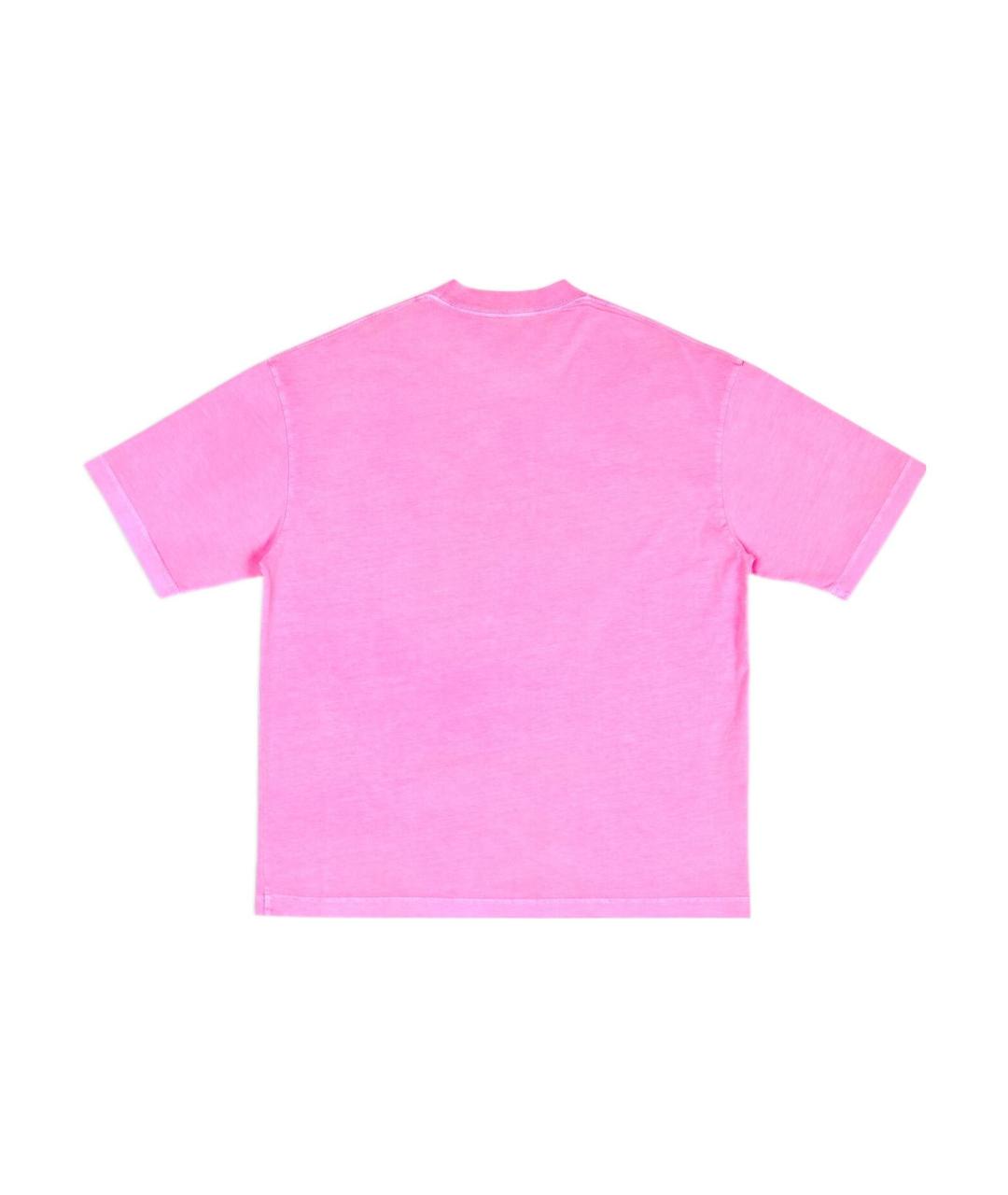 BALENCIAGA Розовая хлопковая футболка, фото 2