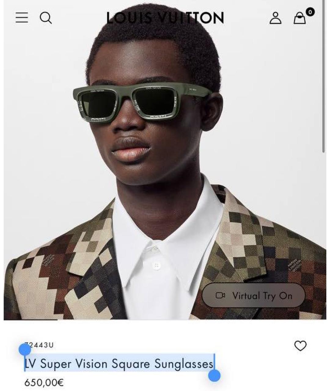 LOUIS VUITTON Хаки солнцезащитные очки, фото 4