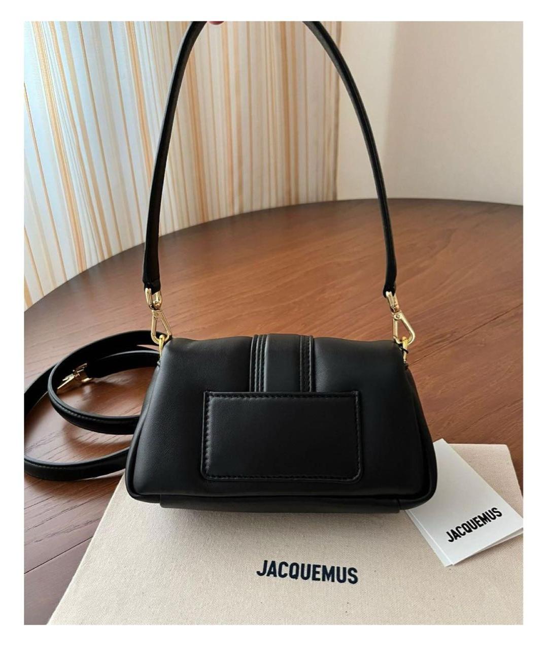 JACQUEMUS Черная кожаная сумка через плечо, фото 3
