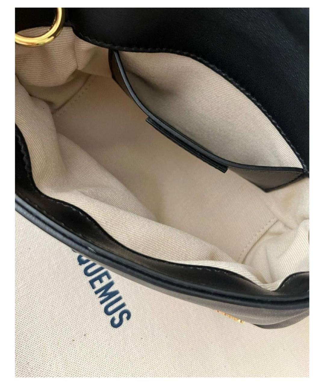 JACQUEMUS Черная кожаная сумка через плечо, фото 4