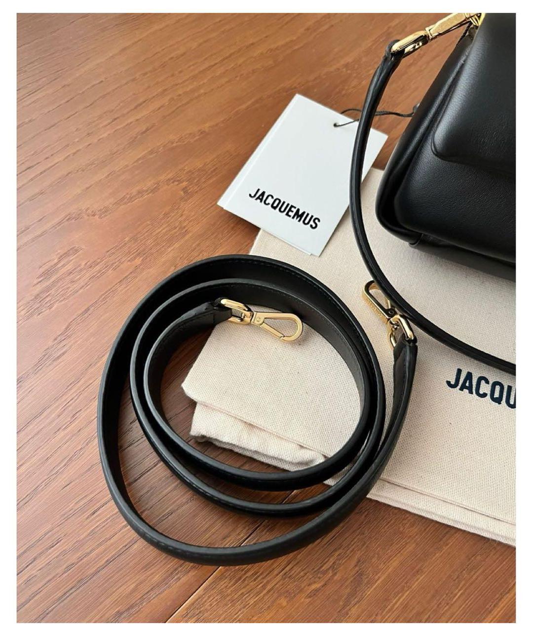JACQUEMUS Черная кожаная сумка через плечо, фото 5