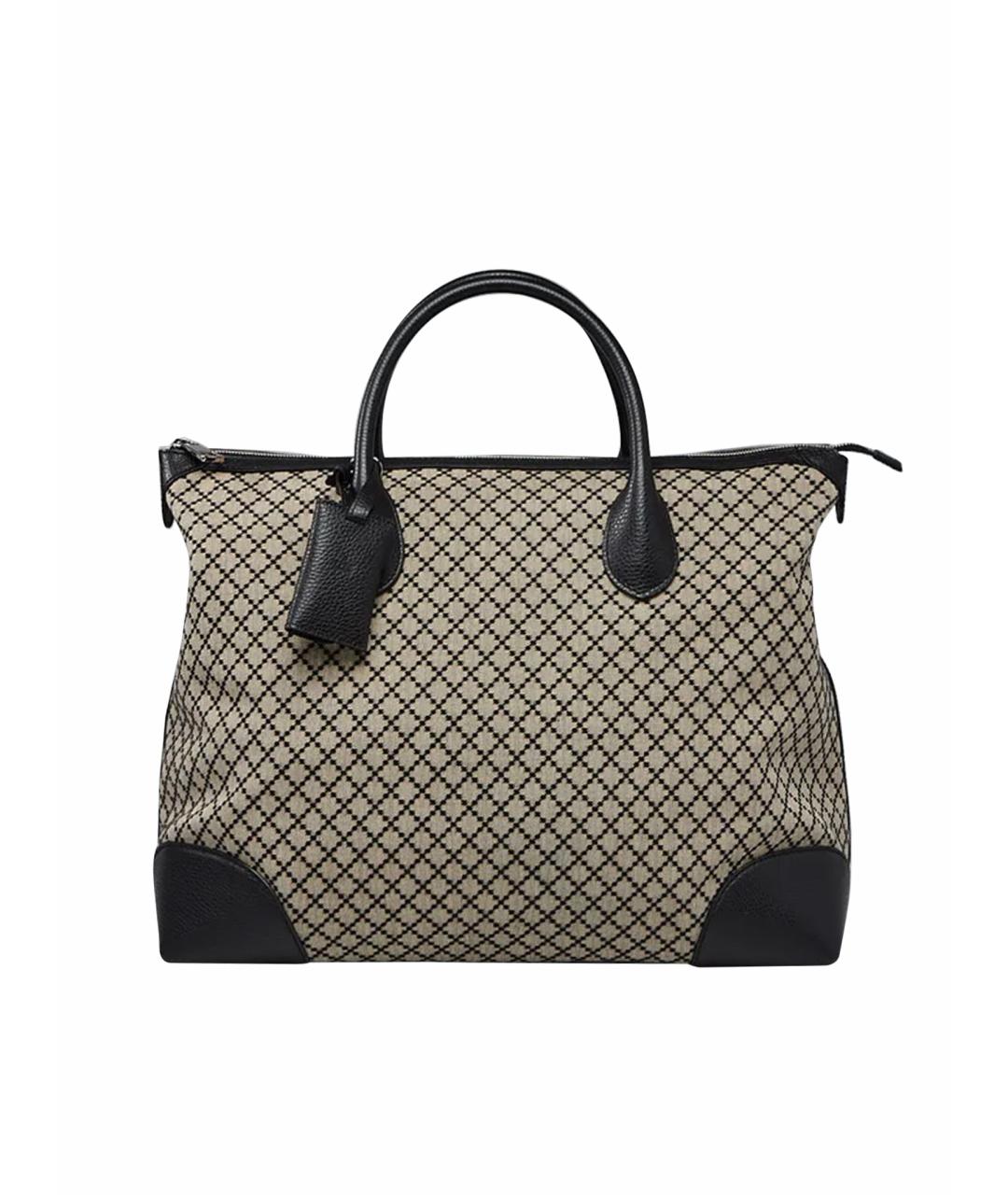 GUCCI Антрацитовая жаккардовая дорожная/спортивная сумка, фото 1