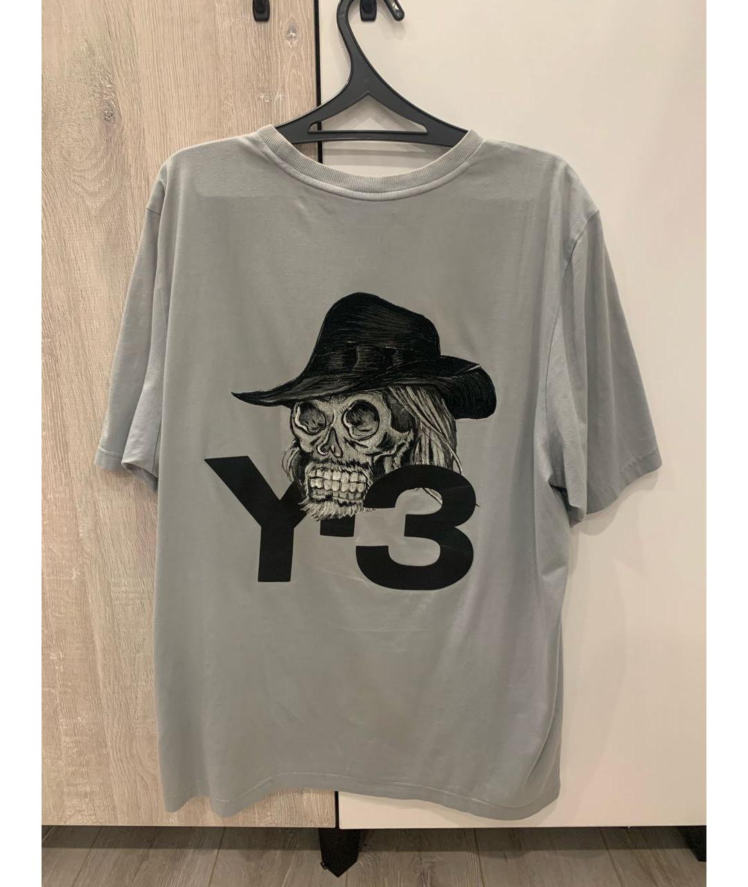Y-3 Серая хлопковая футболка, фото 2