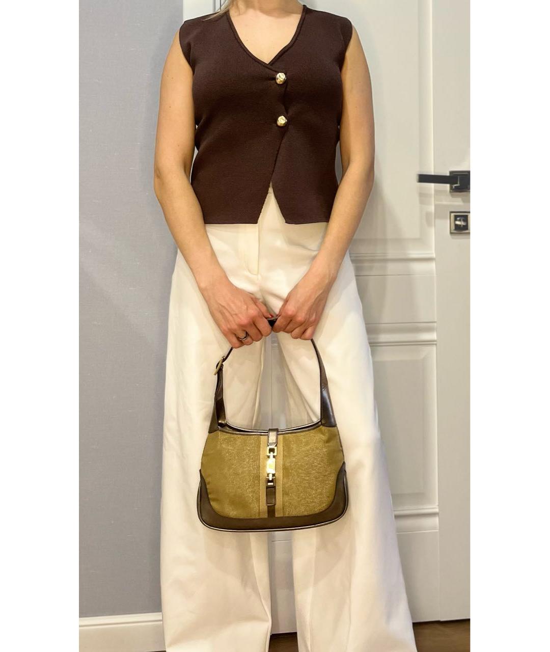 GUCCI Золотая кожаная сумка с короткими ручками, фото 7