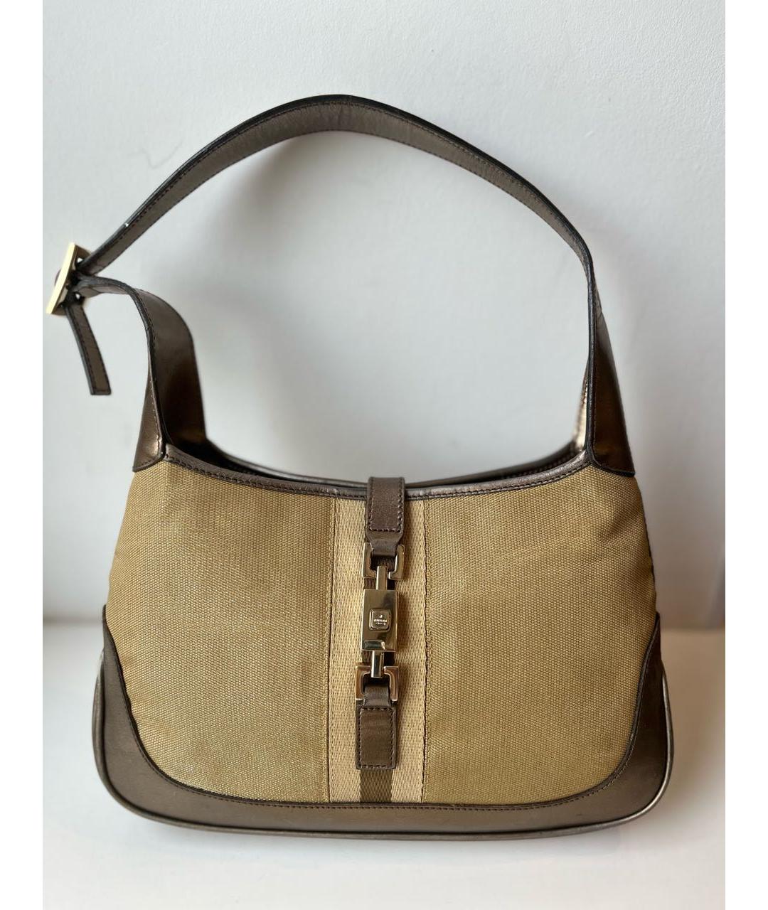 GUCCI Золотая кожаная сумка с короткими ручками, фото 8