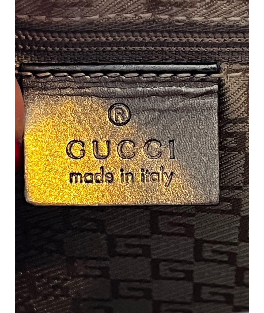 GUCCI Золотая кожаная сумка с короткими ручками, фото 3