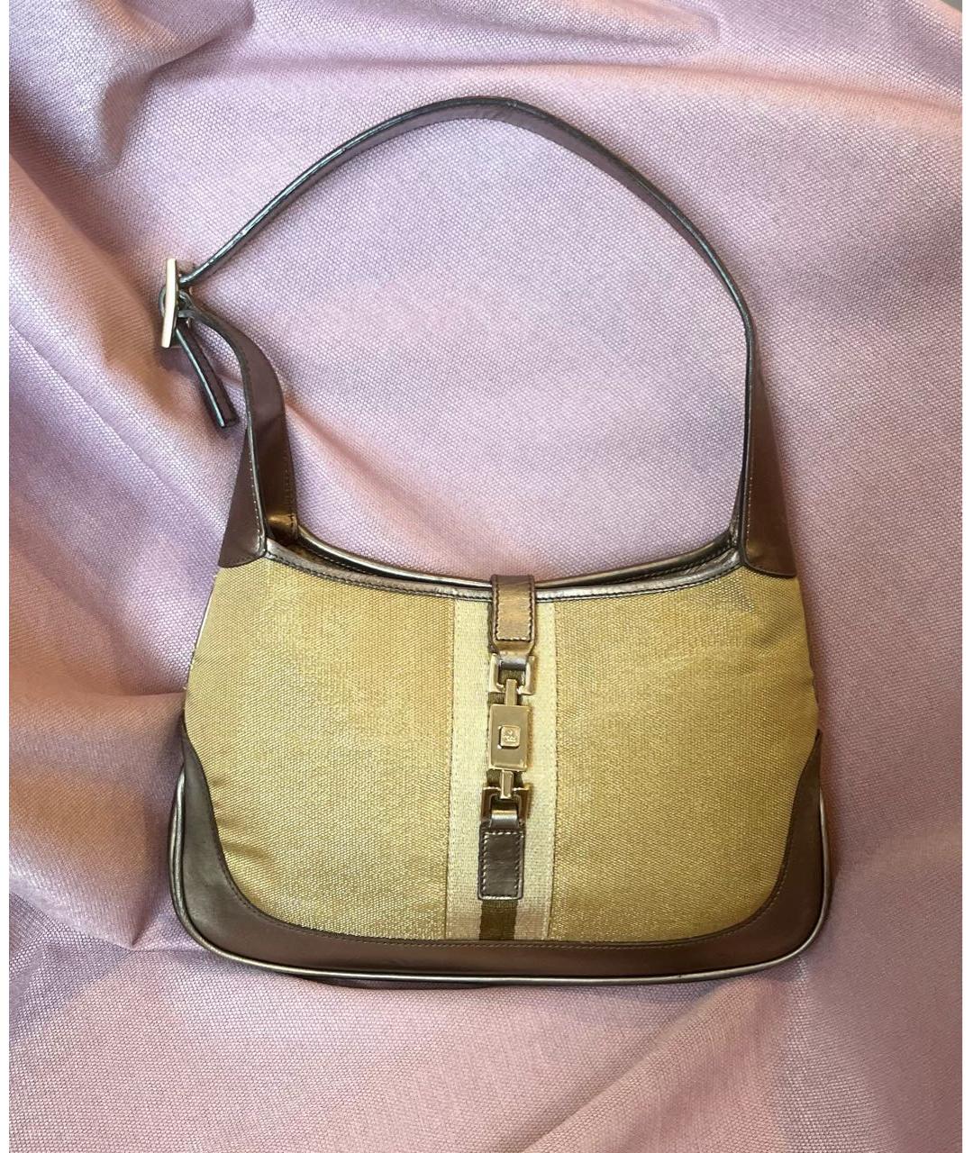 GUCCI Золотая кожаная сумка с короткими ручками, фото 9