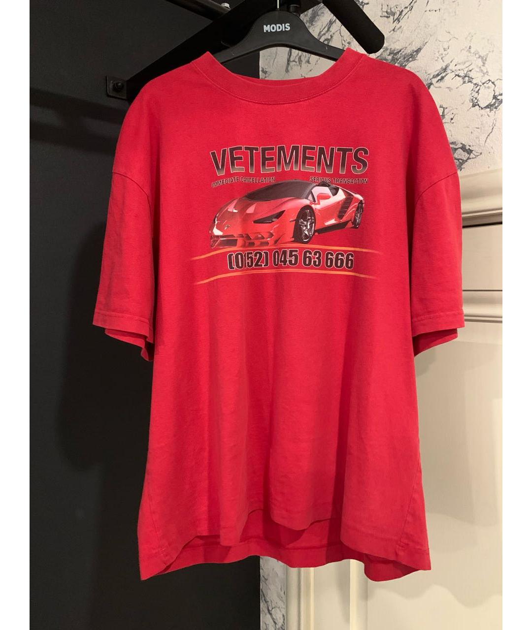 VETEMENTS Красная хлопковая футболка, фото 5