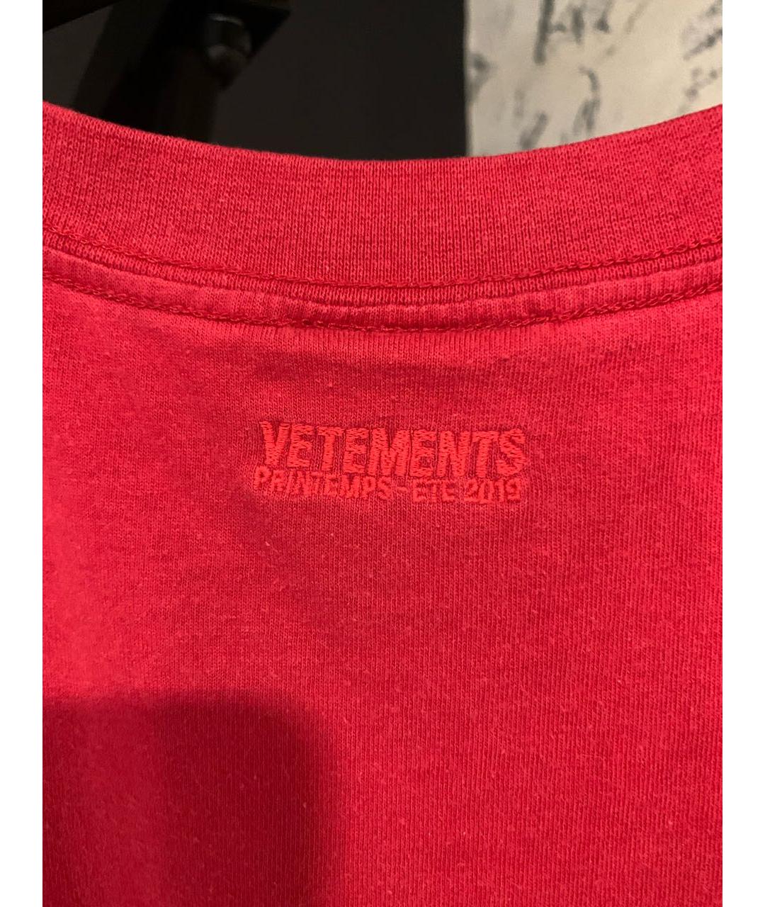 VETEMENTS Красная хлопковая футболка, фото 4
