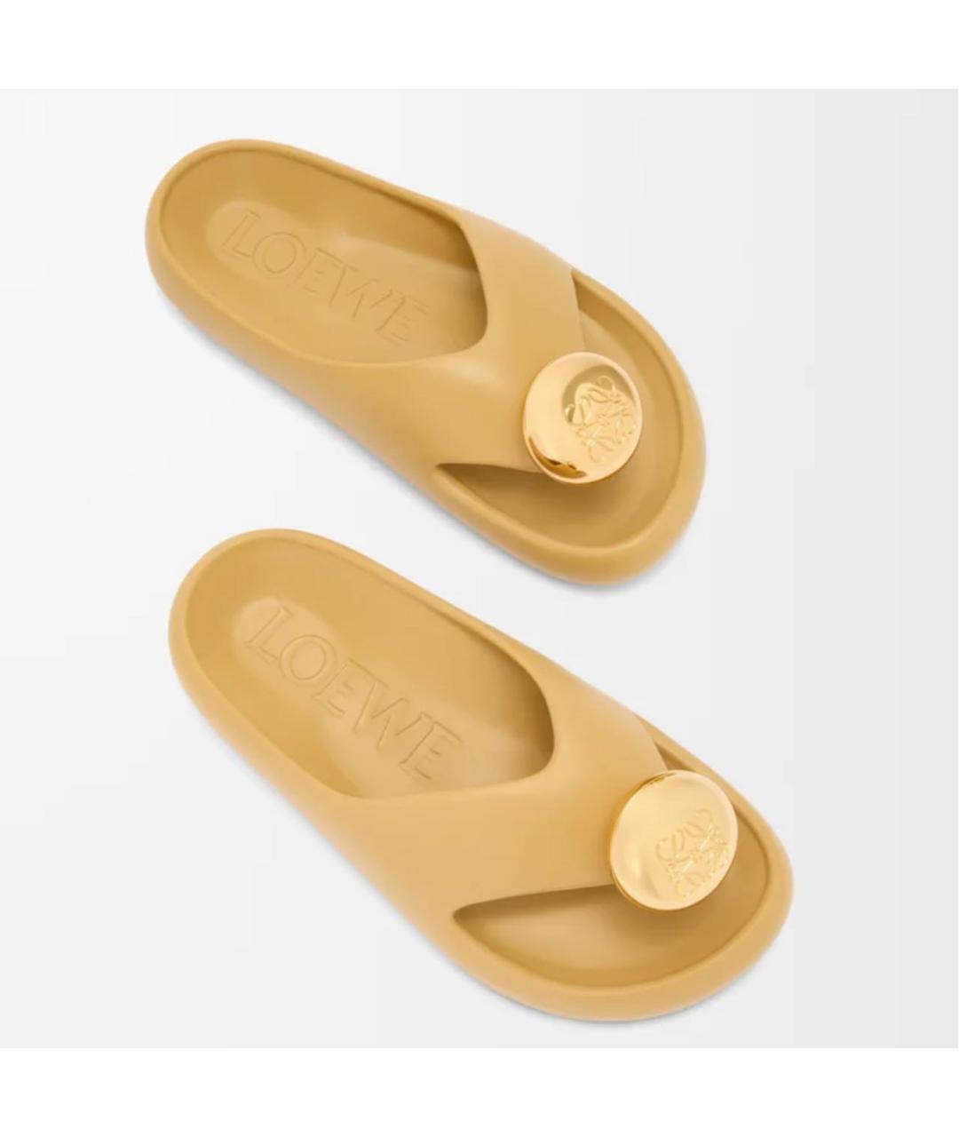 LOEWE Золотые шлепанцы, фото 4
