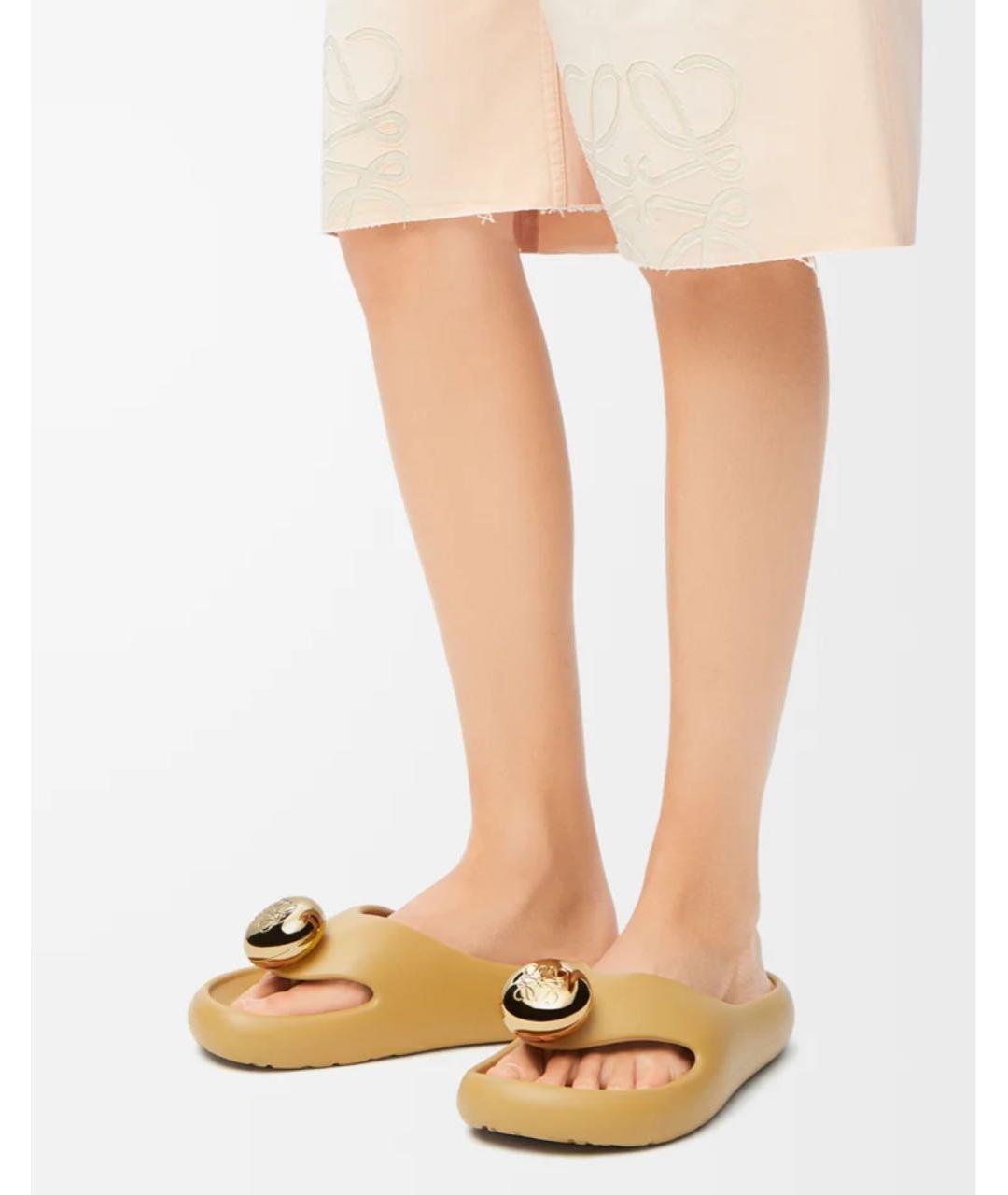 LOEWE Золотые шлепанцы, фото 2