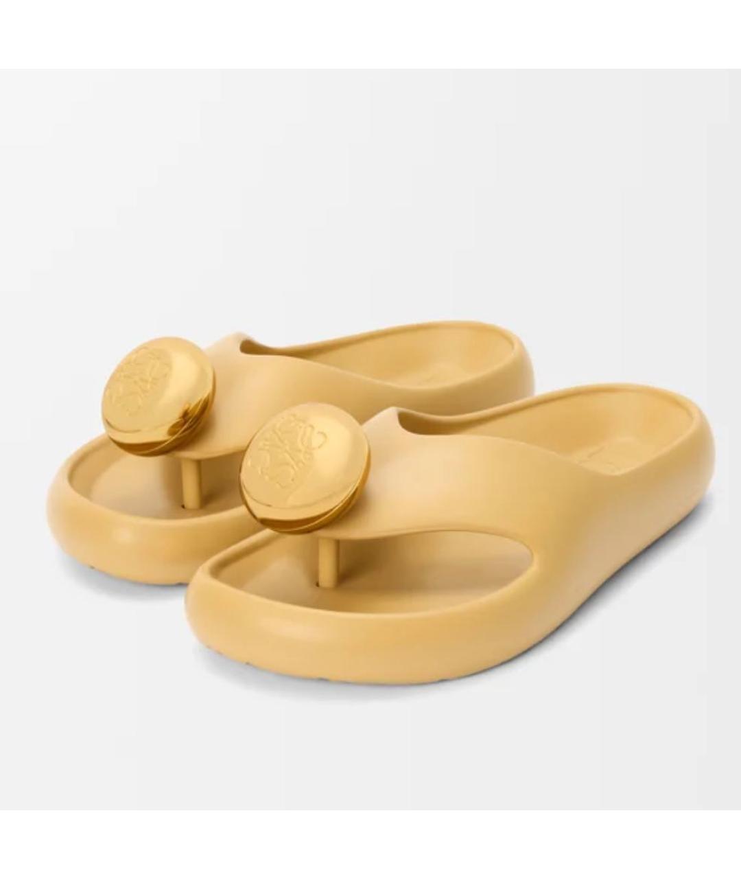 LOEWE Золотые шлепанцы, фото 3