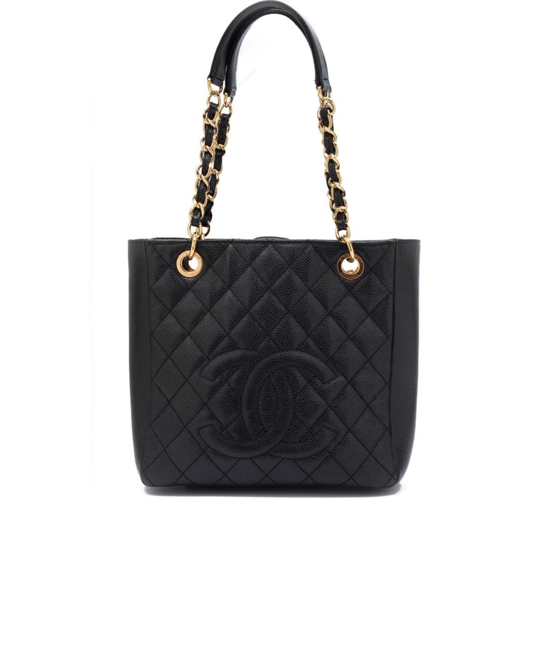 CHANEL Черная кожаная сумка тоут, фото 5