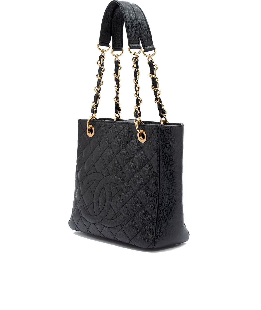 CHANEL Черная кожаная сумка тоут, фото 2