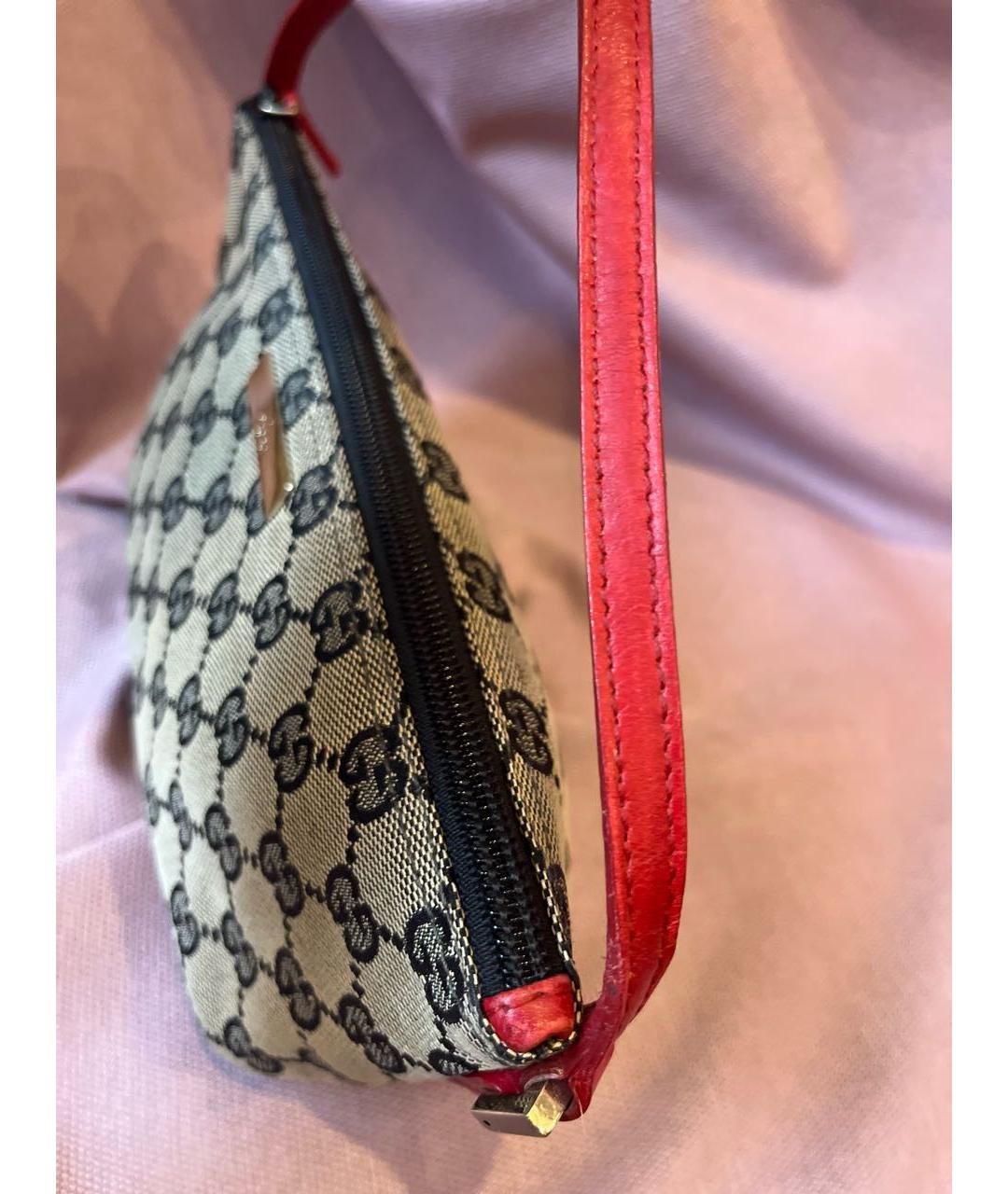 GUCCI Серая тканевая сумка с короткими ручками, фото 5
