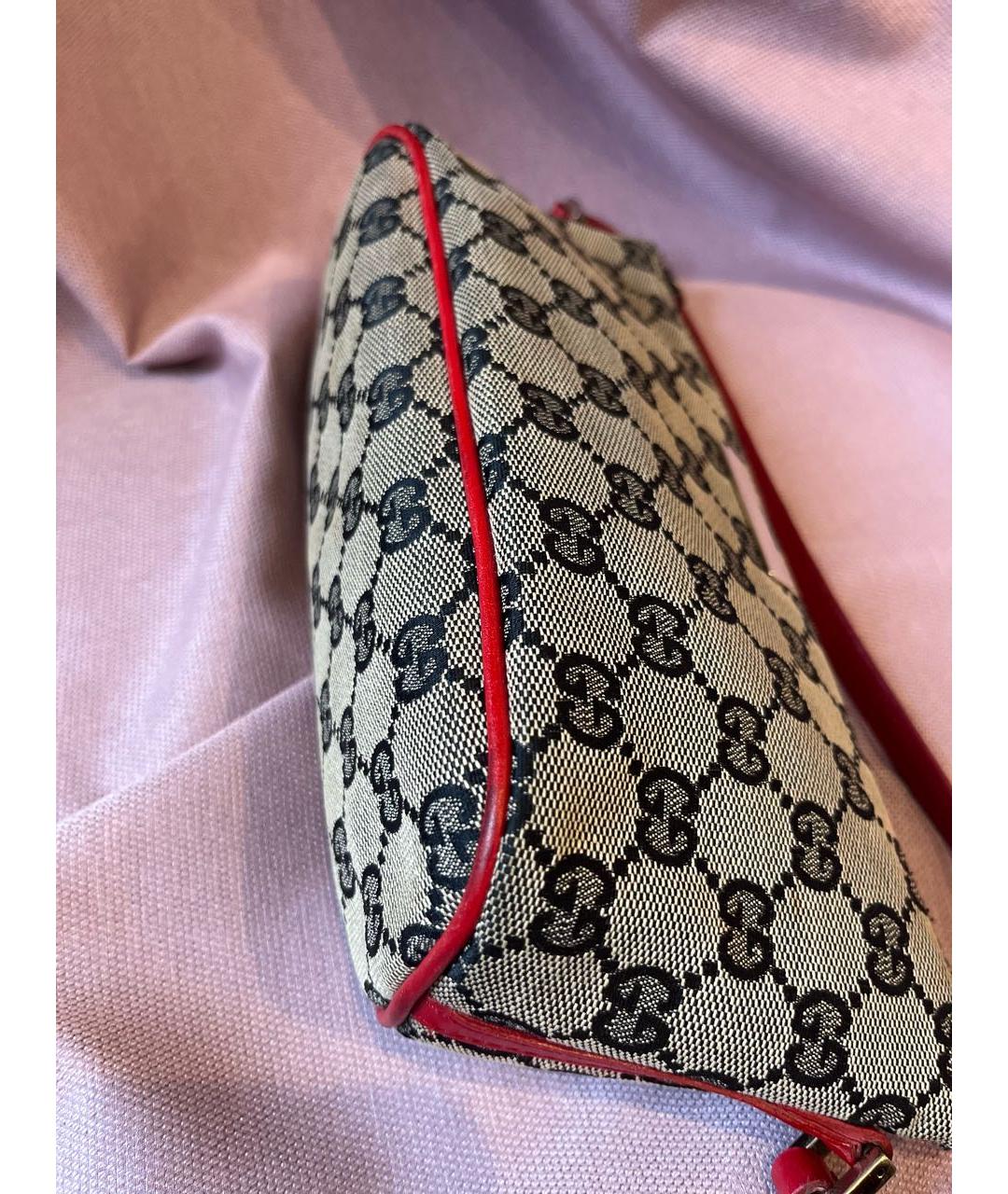 GUCCI Серая тканевая сумка с короткими ручками, фото 4
