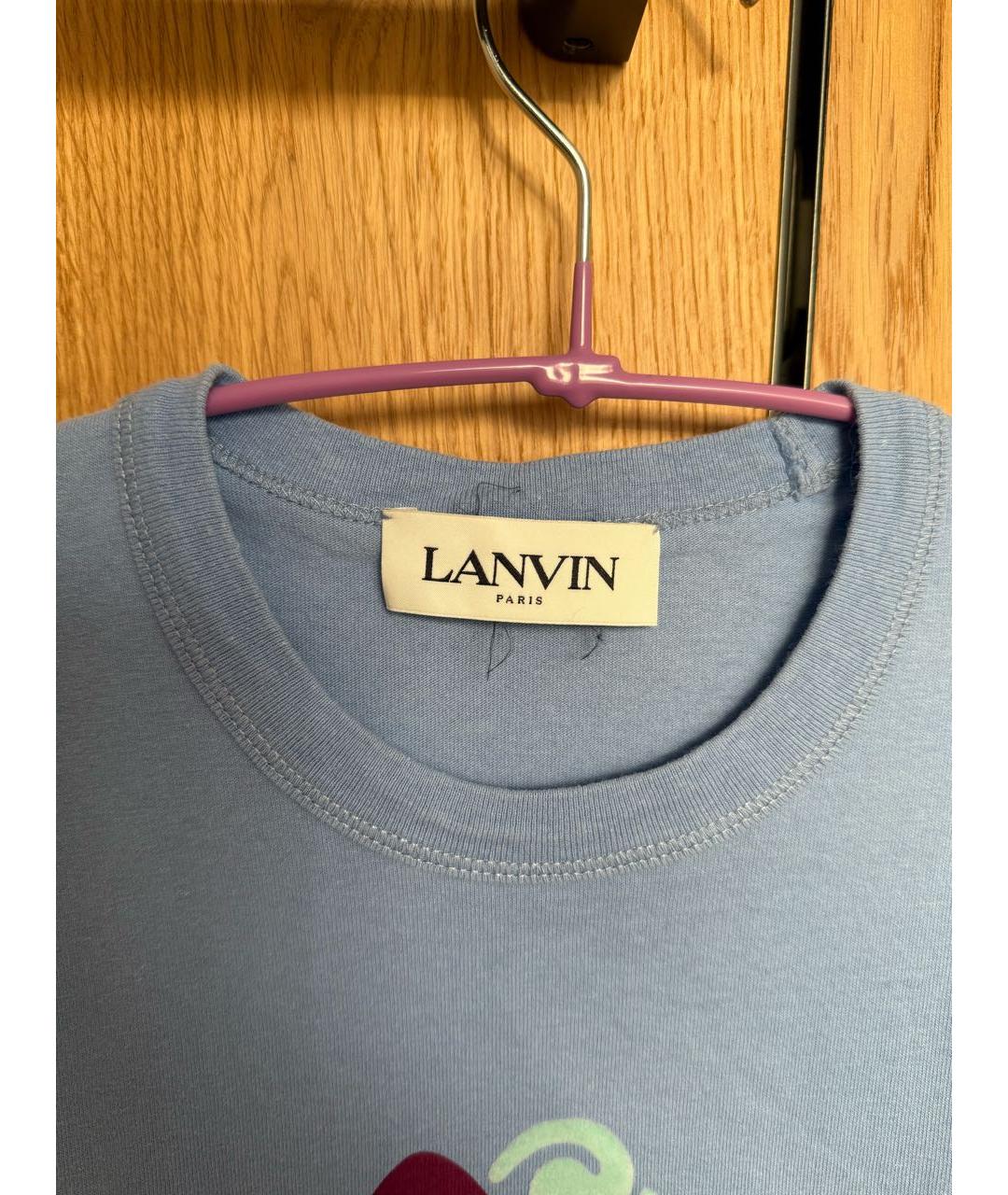 LANVIN Голубая хлопковая футболка, фото 3