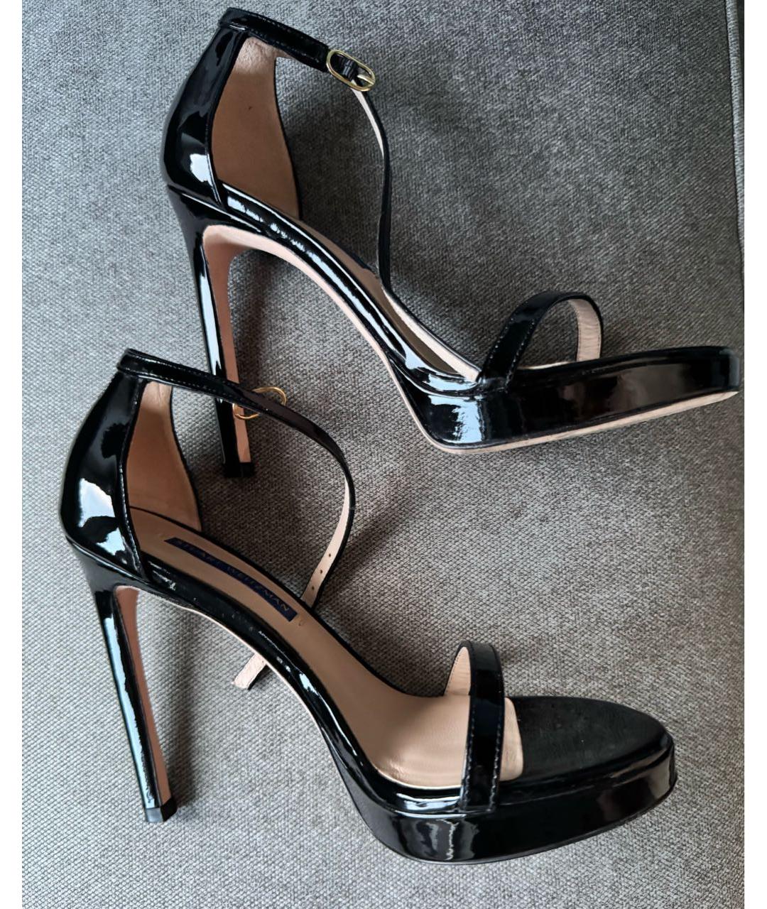 STUART WEITZMAN Черные босоножки из лакированной кожи, фото 7