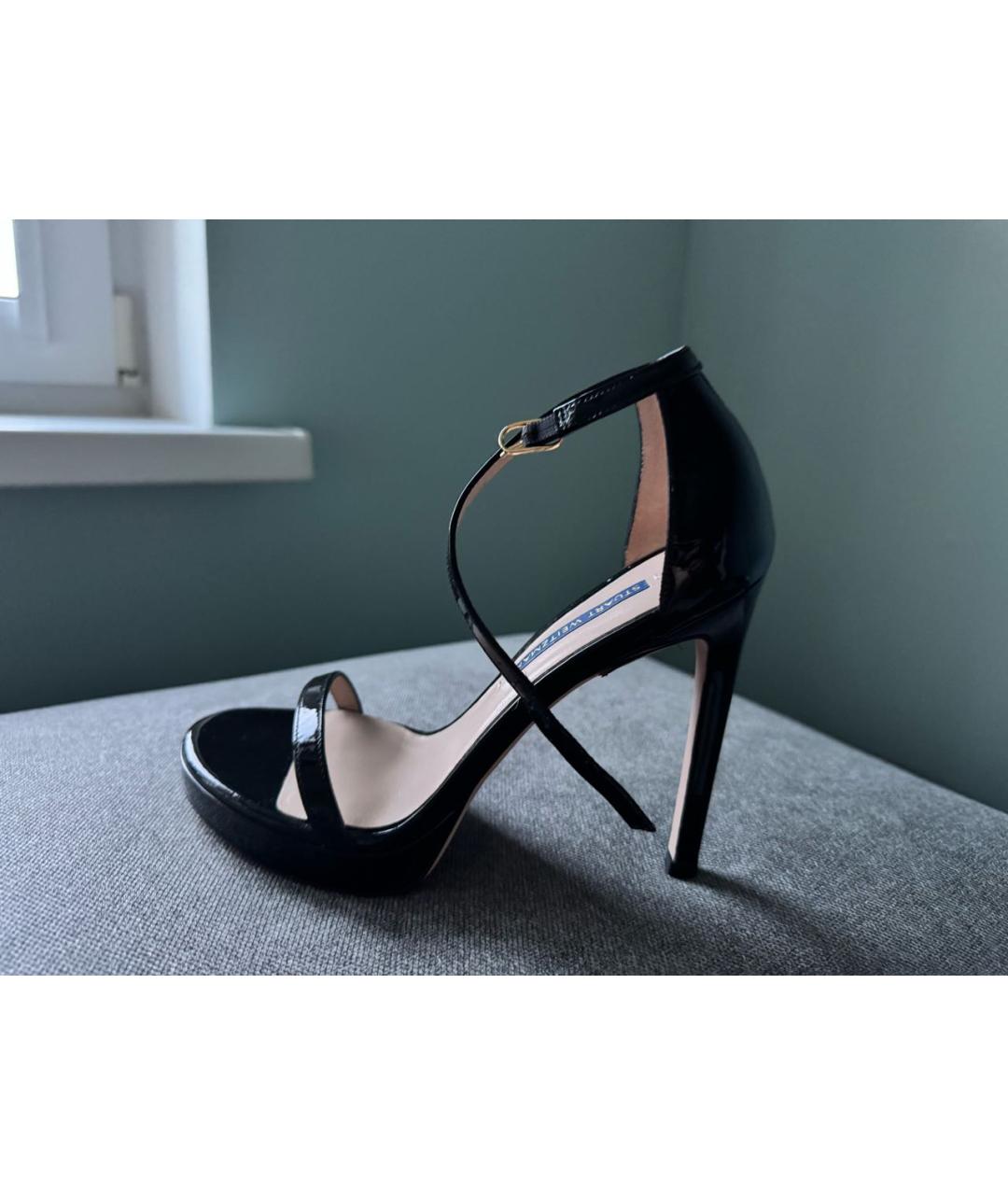 STUART WEITZMAN Черные босоножки из лакированной кожи, фото 8
