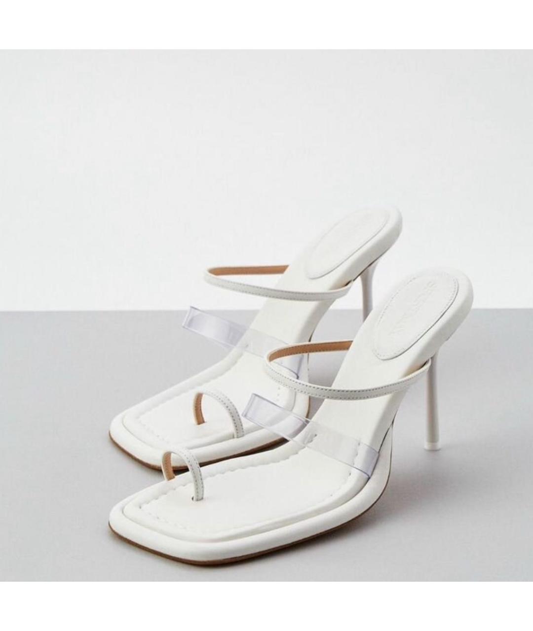 SPORTMAX Белые кожаные босоножки, фото 7