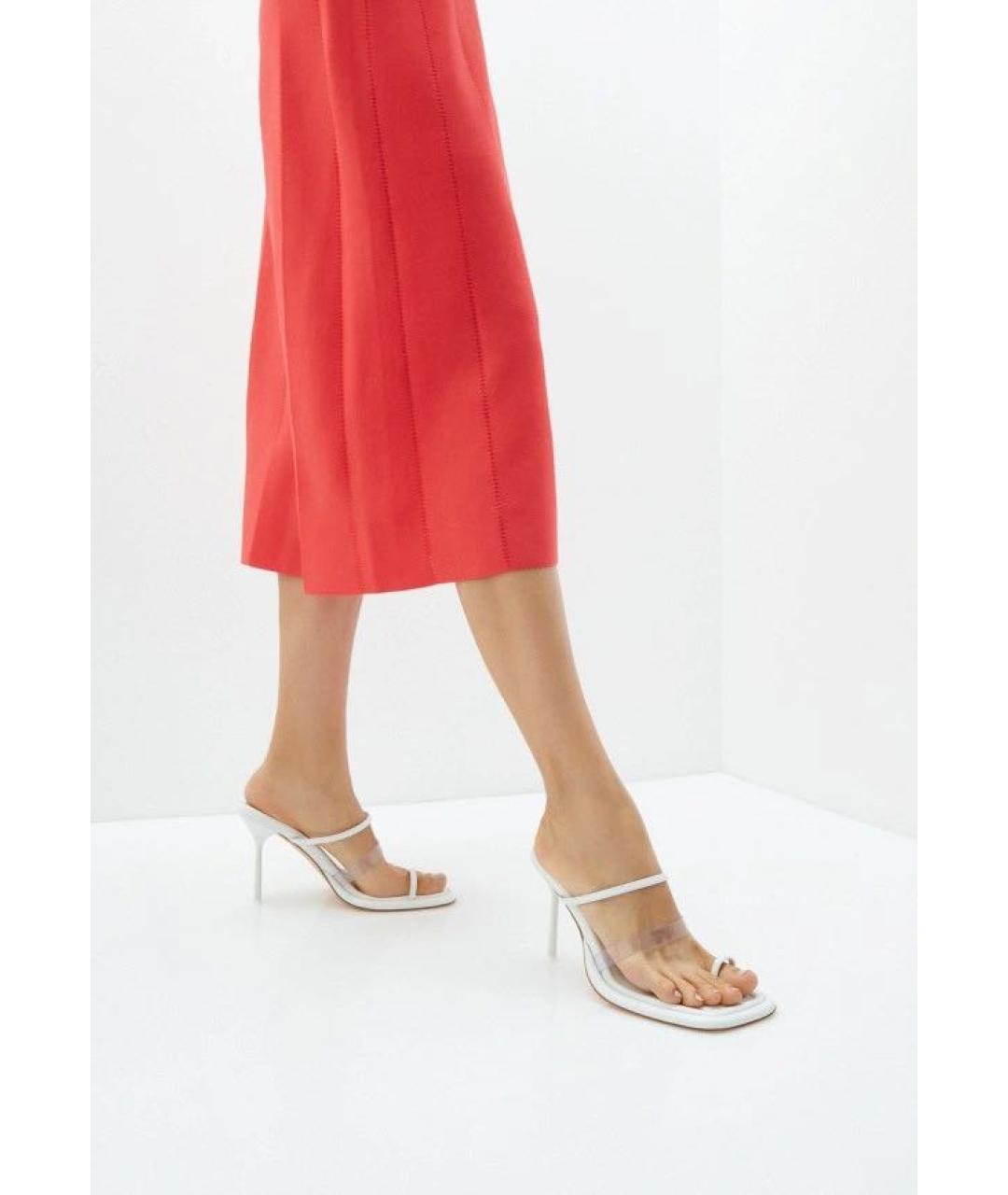 SPORTMAX Белые кожаные босоножки, фото 8