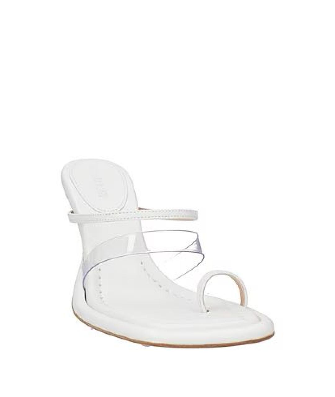 SPORTMAX Белые кожаные босоножки, фото 5