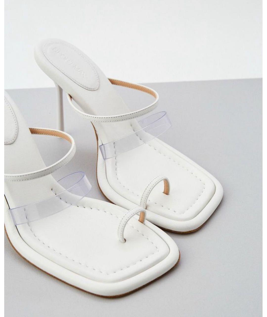 SPORTMAX Белые кожаные босоножки, фото 2